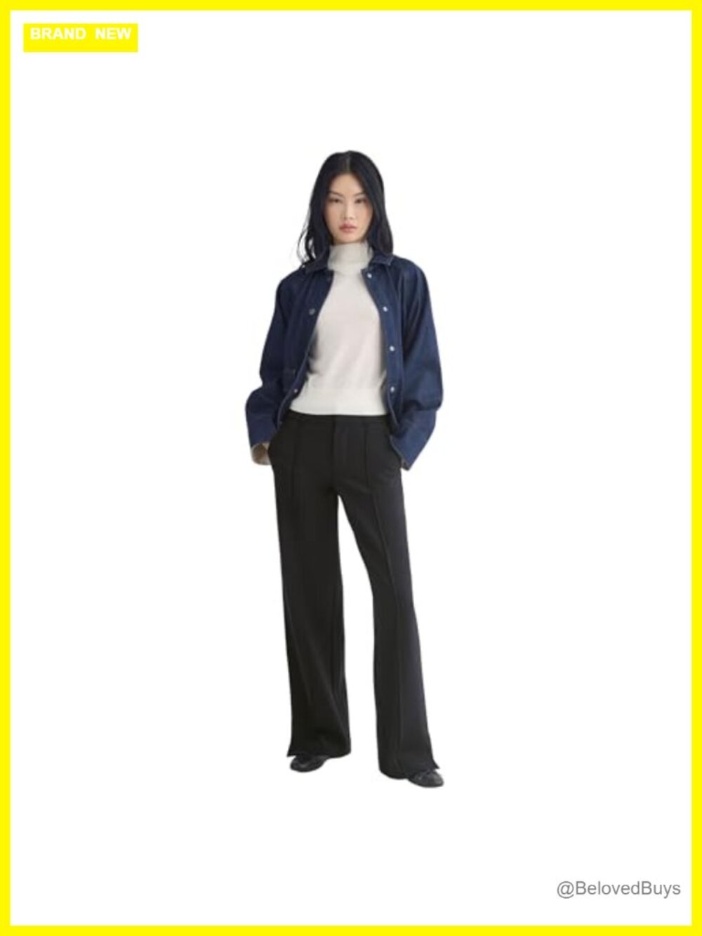 Women's Ponte Wide-Leg Trousers Viscose Stretch Pleated Dress Pants